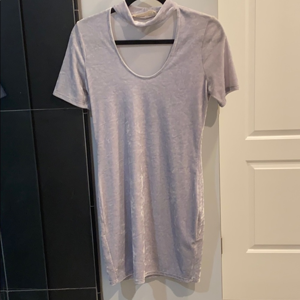 Grey/silver crushed velvet dress